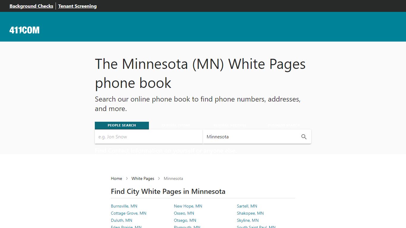 Minnesota White Pages - Phone Book & Directory | 411